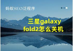 三星galaxy fold2怎么关机