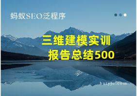 三维建模实训报告总结500