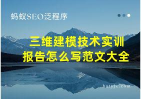 三维建模技术实训报告怎么写范文大全