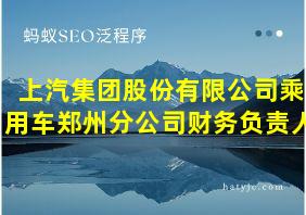 上汽集团股份有限公司乘用车郑州分公司财务负责人