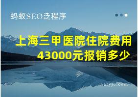 上海三甲医院住院费用43000元报销多少