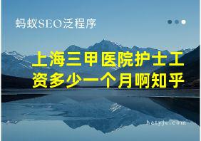 上海三甲医院护士工资多少一个月啊知乎