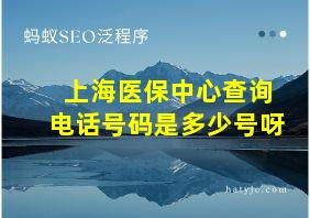 上海医保中心查询电话号码是多少号呀