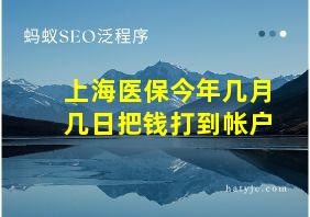 上海医保今年几月几日把钱打到帐户