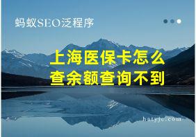 上海医保卡怎么查余额查询不到