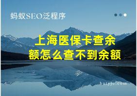 上海医保卡查余额怎么查不到余额