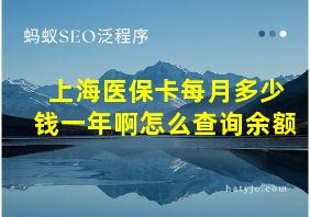 上海医保卡每月多少钱一年啊怎么查询余额