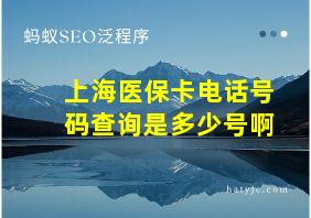 上海医保卡电话号码查询是多少号啊