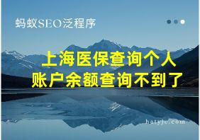 上海医保查询个人账户余额查询不到了