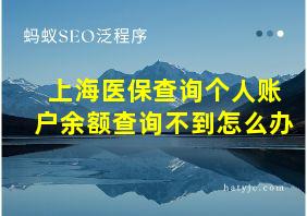 上海医保查询个人账户余额查询不到怎么办