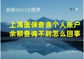 上海医保查询个人账户余额查询不到怎么回事