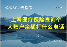 上海医疗保险查询个人账户余额打什么电话