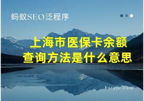 上海市医保卡余额查询方法是什么意思