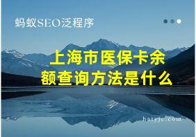 上海市医保卡余额查询方法是什么