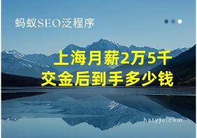 上海月薪2万5千交金后到手多少钱