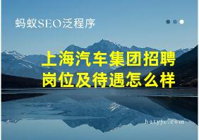 上海汽车集团招聘岗位及待遇怎么样