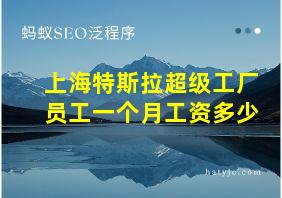 上海特斯拉超级工厂员工一个月工资多少