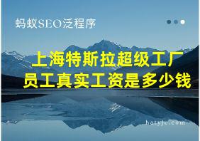 上海特斯拉超级工厂员工真实工资是多少钱