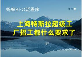 上海特斯拉超级工厂招工都什么要求了