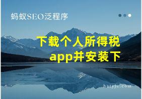 下载个人所得税app并安装下