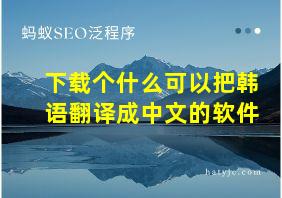 下载个什么可以把韩语翻译成中文的软件