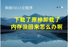 下载了原神卸载了内存没回来怎么办啊