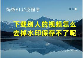 下载别人的视频怎么去掉水印保存不了呢