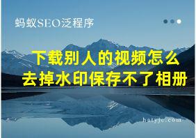 下载别人的视频怎么去掉水印保存不了相册