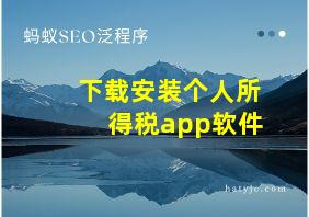 下载安装个人所得税app软件