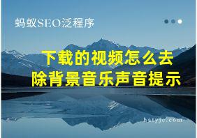 下载的视频怎么去除背景音乐声音提示