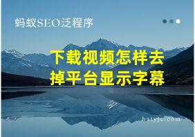 下载视频怎样去掉平台显示字幕