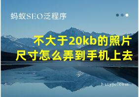 不大于20kb的照片尺寸怎么弄到手机上去