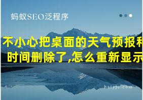 不小心把桌面的天气预报和时间删除了,怎么重新显示