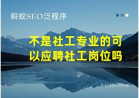 不是社工专业的可以应聘社工岗位吗