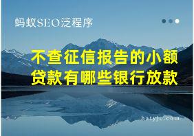 不查征信报告的小额贷款有哪些银行放款