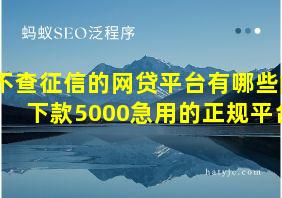 不查征信的网贷平台有哪些能下款5000急用的正规平台