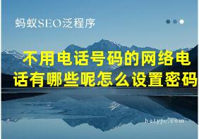 不用电话号码的网络电话有哪些呢怎么设置密码