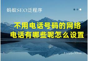 不用电话号码的网络电话有哪些呢怎么设置