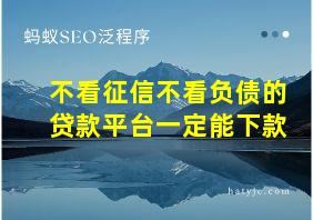 不看征信不看负债的贷款平台一定能下款