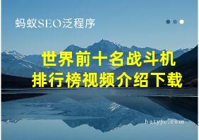 世界前十名战斗机排行榜视频介绍下载