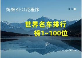 世界名车排行榜1~100位