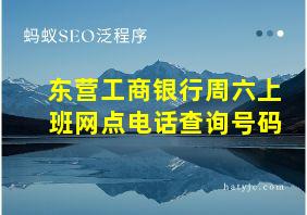 东营工商银行周六上班网点电话查询号码