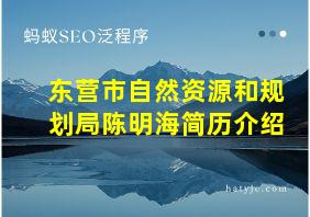 东营市自然资源和规划局陈明海简历介绍