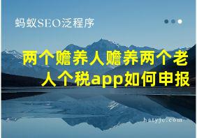 两个赡养人赡养两个老人个税app如何申报