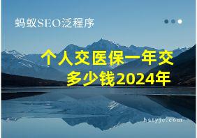 个人交医保一年交多少钱2024年