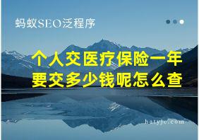 个人交医疗保险一年要交多少钱呢怎么查