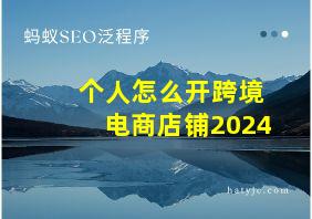 个人怎么开跨境电商店铺2024