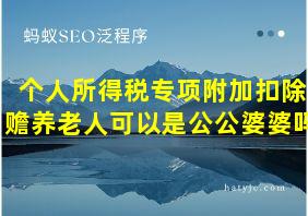 个人所得税专项附加扣除赡养老人可以是公公婆婆吗