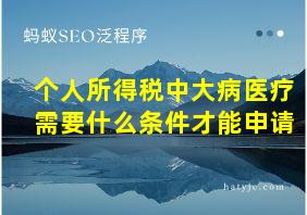 个人所得税中大病医疗需要什么条件才能申请