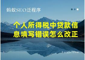 个人所得税中贷款信息填写错误怎么改正